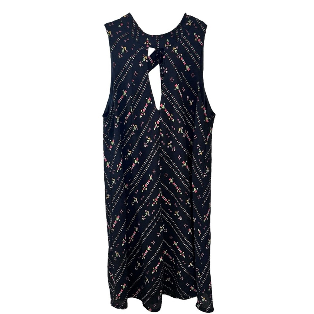 Femininity Unraveled Geometric Black Sleeveless Dress Size S Boho Chic Mod Indie